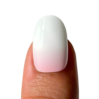 Tira de uñas de gel degradado rosa blanco